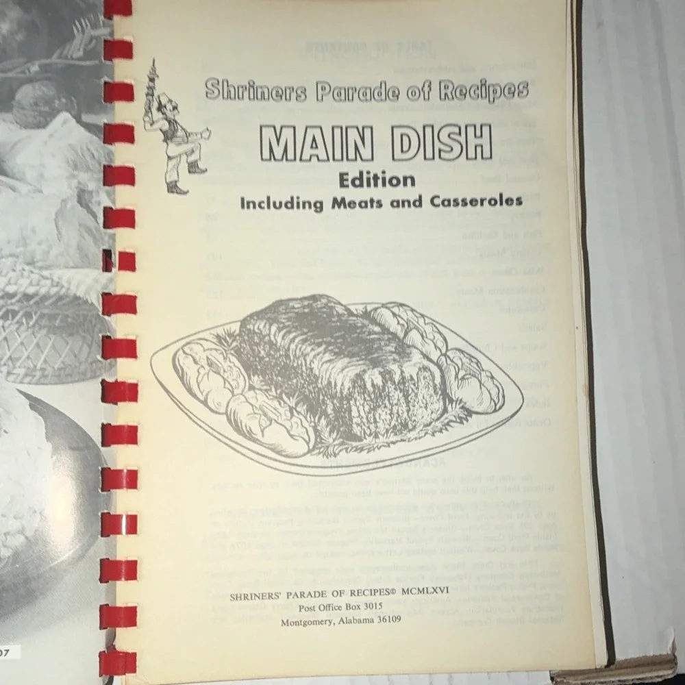 Shriners Parade of Recipes Main Dish Edition Spiral Bound Cookbook